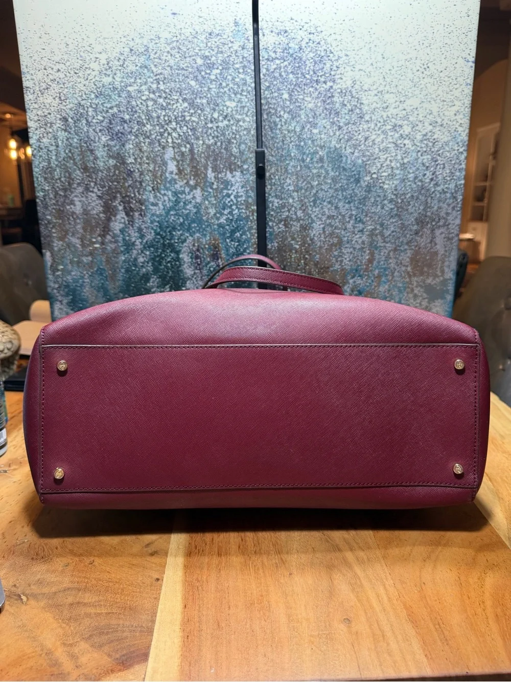 Tory Burch Classic Emerson Saffiano Leather Tote Burgundy Imperial Merlot